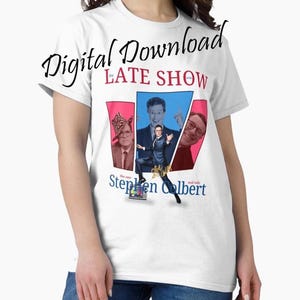 Diseño PNG de Stephen Colbert de The Late Show para descarga digital, divertido estampado de camiseta de presentador de programa de entrevistas