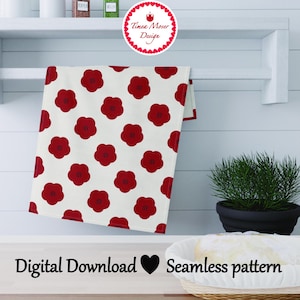 Nahtloses Blumenmuster | Handgezeichnetes florales Pattern | Seamless Pattern rot | Digitales Papier | Surface Pattern Design