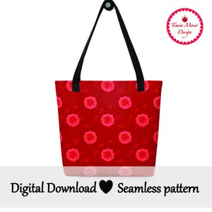 Nahtloses Blumenmuster „Dahlie in Rottönen“ – Surface Pattern Design, seamless file