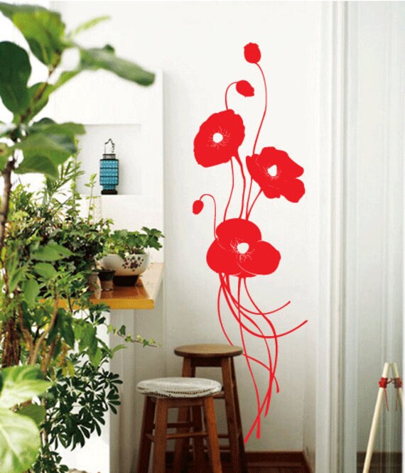 Items similar to Poppy Flowers Vinyl Wall Decals on Etsy