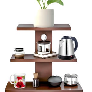 Handcrafted Wooden Floating Wall Shelf: Modern Multi-Tier Display