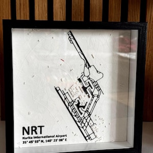 Mapa de aeropuerto impreso en 3D personalizado: Arte mural de aviación enmarcado