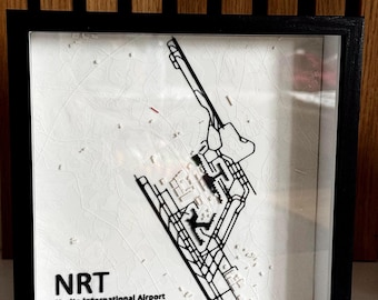 Aangepaste 3D-geprinte luchthavenkaart: ingelijste luchtvaartmuurkunst