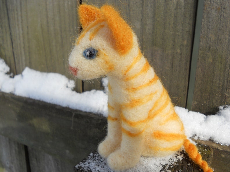 Needle Felt Tabby Cat / Orange Marmalade Sitting Kitten / Etsy