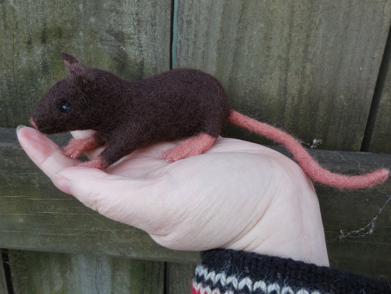 Needle Felted Rat / Wool Felt Brown Rat Figurine / Soft Etsy
