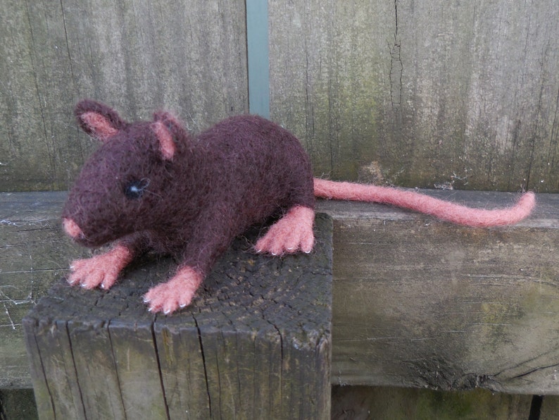 Needle Felted Rat / Wool Felt Brown Rat Figurine / Soft Etsy