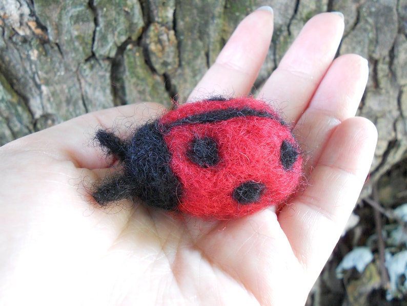 Felt Ladybug / Waldorf Needle Felted Wool Miniature Animal / Etsy