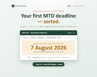 MTD ITSA Sole Trader Starter Kit | First Quarter Tax Log (2026/27)