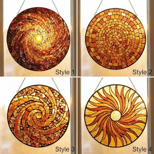 Rainbow Sun Suncatcher – Celestial Window Hanging – 60th Birthday Gift for Dad – Stained Glass Art image 8
