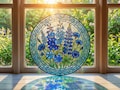 Blue Wildflower Stained Glass Suncatcher - Botanical Glass Window Hanging - Personalized Birthday Gift for Her product logo