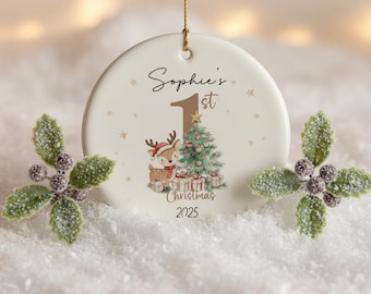 Personalised First Christmas Bauble – Baby’s 1st Christmas Ornament, Custom Ceramic Keepsake, Newborn Gifts