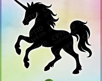 Licorne Silhouette SVG : Clipart fantastique, fichier de coupe créature mythique (téléchargement numérique)