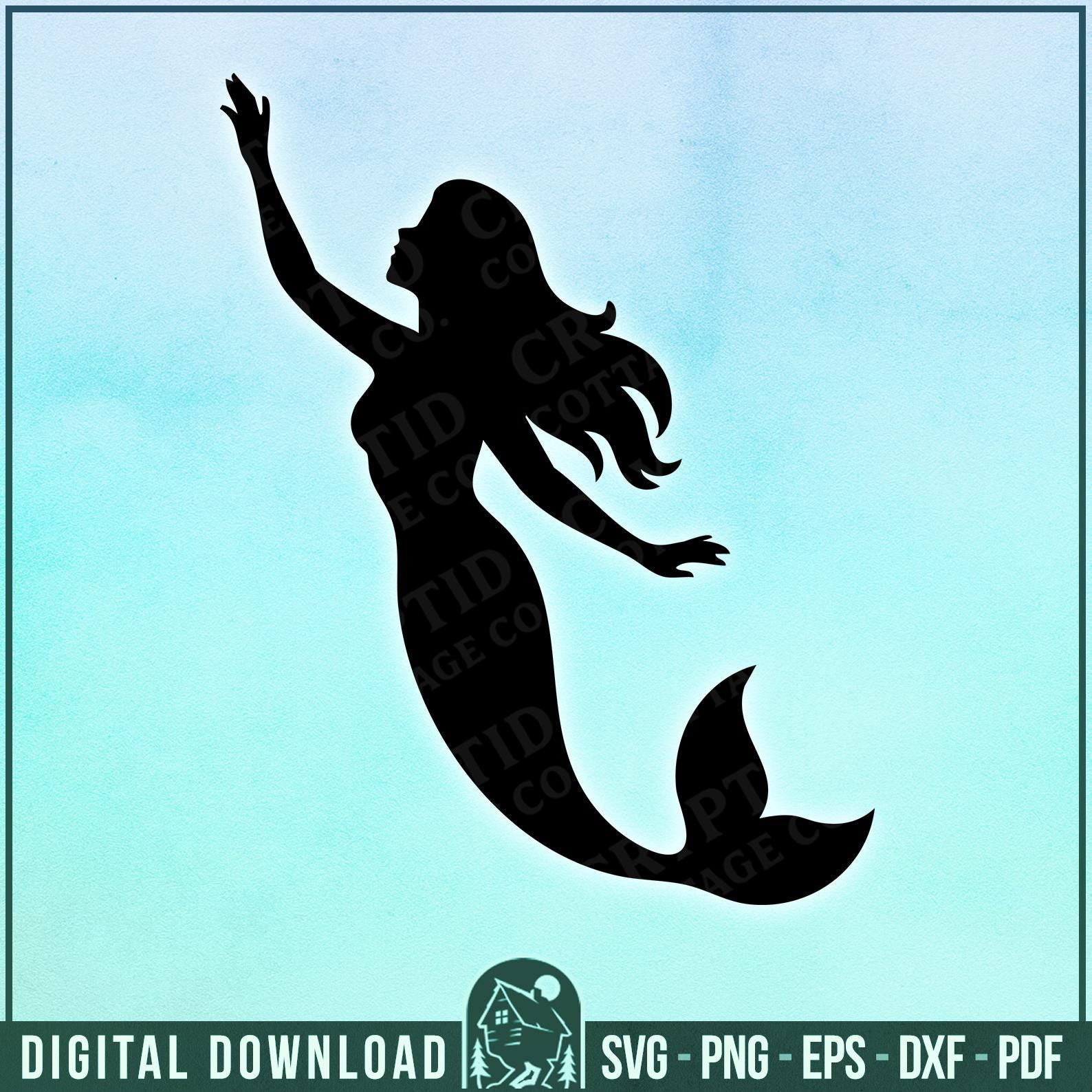 Mermaid Silhouette SVG | Ocean Sea Fantasy Cut File | Mermaid