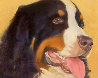 Bernese Mountain Dog Art Print, Bernese Dog Portrait, Dog Art, Bernese Dog Print, Bernese Dog Oil Painting Art Print by P. Tarlow