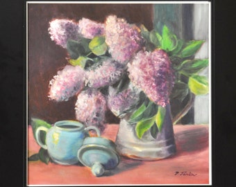 Lilacs Floral Art, Lilac Flowers Print, Lilac Square Format Print, Spring Flowers, Home Decor Art, Lilacs Oil Painting by P. Tarlow