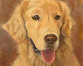 Golden Retriever Portrait Art Print, Golden Retriever Oil Portrait, Dog Portrait Art, Dog Art Print from Oil Painting by P. Tarlow