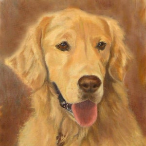 Golden Retriever Portrait Art Print, Happy Golden Retriever Oil Portrait, Dog Portrait Art, Dog Art Print from Oil Painting by P. Tarlow