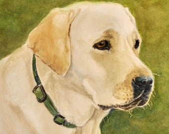 Yellow Labrador Retriever Print, Labrador Portrait Art Print, Yellow Lab Art, Dog Art Print, Labrador  Watercolor Print by P. Tarlow