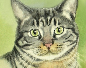 Tabby Cat Art Print, Cat Watercolor Potrait by P. Tarlow