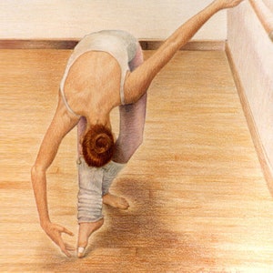 Ballet Dancer Art Print, Ballet Dancer Drawing Art, Ballerina Art, Ballet Dancer Colored Pencil Drawing by P. Tarlow 8"x10" print