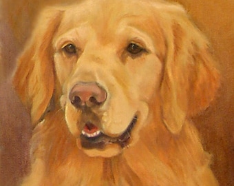 Golden Retriever OIl Portrait Art Print, Room Decor Dog Art Print from Painting by P. Tarlow