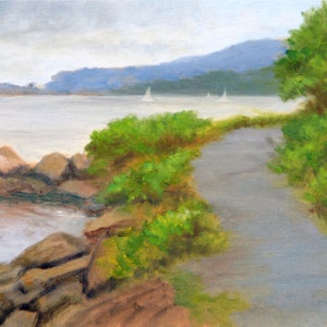 Nyack Path on the Hudson Art Print, Hudson River Oil Landscape, Nyack Beach Path Print, Home Decor Wall Artwork  by P. Tarlow