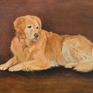 Golden Retriever Art Print, Golden Retriever Dog Oil Painting Print, Room Decor Wall Art, Golden Retriever Relaxing by P. Tarlow