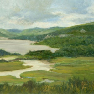 Hudson River Constitution Marsh Boscobel Art Print, Boscobel Hudson River Oil Landscape Art, Boscobel Constitution Marsh by P. Tarlow