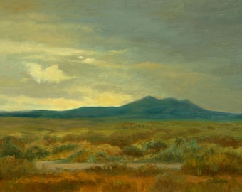 New Mexico Art Print, Monsoon Season, Rio Grande Valley Oil Landscape Painting by P. Tarlow