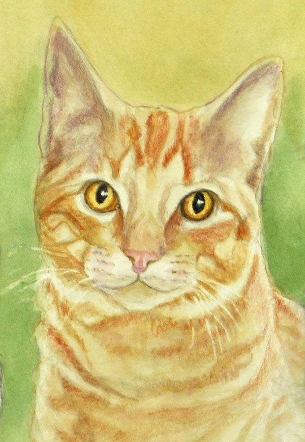 Orange Tabby Cat Art Orange Cat Watercolor Print Tabby Cat | Etsy