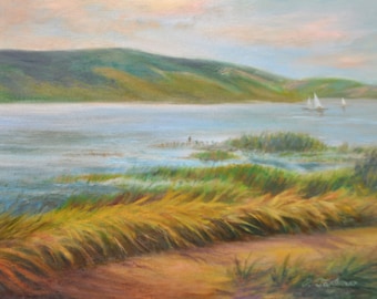 Wellfleet Wall Art, Cape Cod Art Print, Chequesett Neck, Landscape Art, Cape Cod Landscape, Home Decor Oil Painting by P. Tarlow