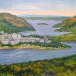 West Point Art Print, West Point on the Hudson River Art, West Point Oil Landscape Art, Hudson River Home Decor Wall Art by P. Tarlow