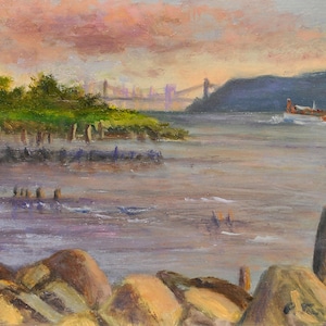 Hudson River Art Print, NYC Skyline Artwork, Landscape Art Print, Hudson and GWBridge Landscape Art, Home Decor Wall Art by P. Tarlow