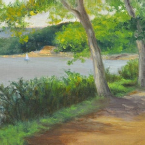 Nyack on the Hudson Springtime Art Print, Hudson River Oil Landscape, Nyack Walk Spring Print, Home Decor Wall Artwork  by P. Tarlow