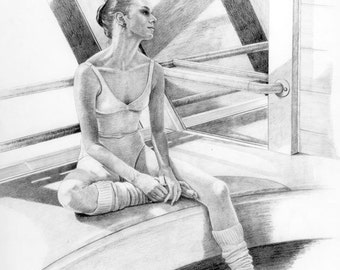 Ballet Dancer Art, Ballet Art Print, Ballet Drawing, Ballerina Art, Ballerina Pencil Drawing, Woman Dancer Print, Home Decor Wall Art