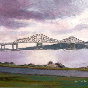 Hudson River Artwork Tappan Zee Bridge Art Print Tappan Zee - Etsy