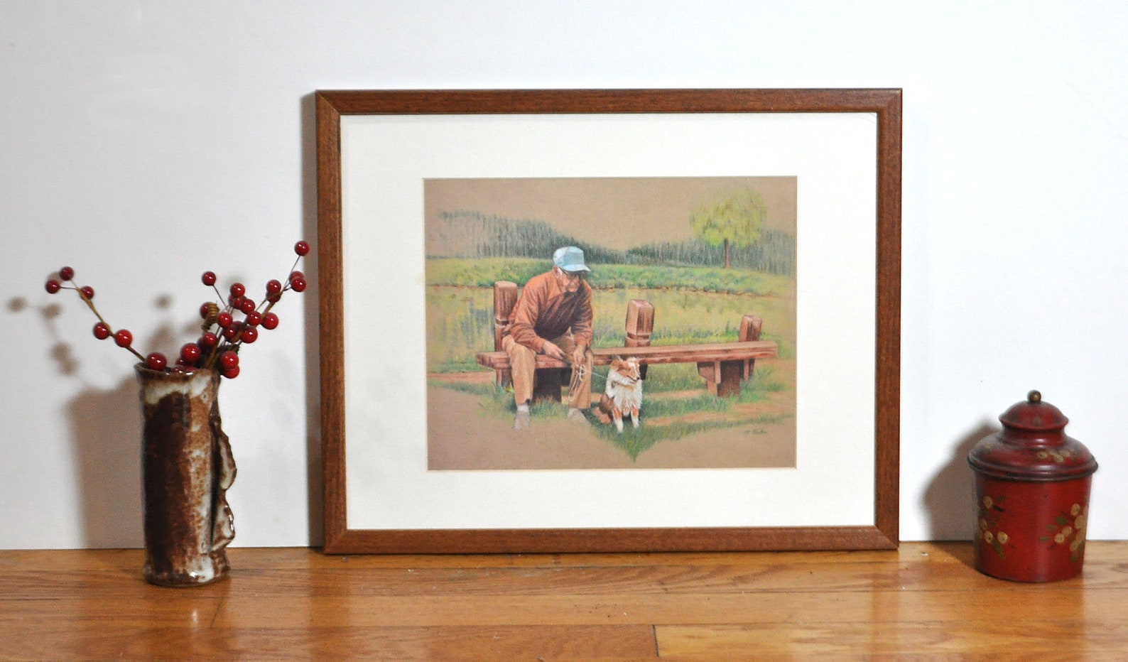 Old Man and Dog in Park Art Man and Dog Art Print Old Man - Etsy