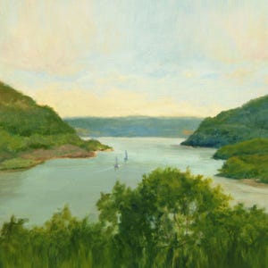 Hudson River from Bear Mountain Art Print, Water Art, Hudson River Oil Summer Landscape Print, Nature Art, Home Decor Wall Art by P. Tarlow