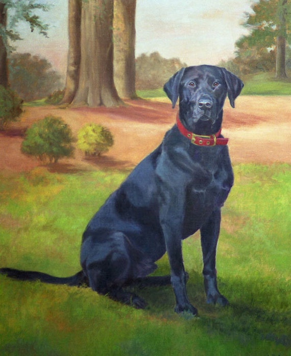 Black Lab in Park Art Print Black Lab Painting Labrador Retriever Art Print Black Lab in Nature From Original Oil Painting by P. Tarlow Etsy UK