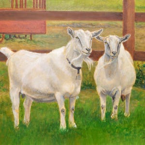 Goat Art Print, Goats Countrycore Oil Painting, Goats on Farm Art, Farm Animal Art, Farmyard Painting, Home Decor Wall Art by P. Tarlow