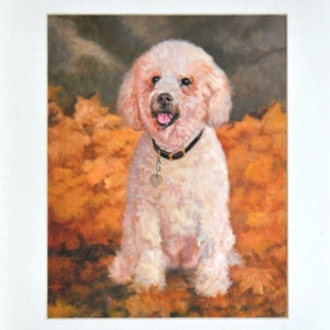 Wheaten Terrier Autumn Day Print, Soft Coated Wheaten Terrier Art, Wheaten Terrier Sitting Art, Wheaten Terrier from Oil by P. Tarlow