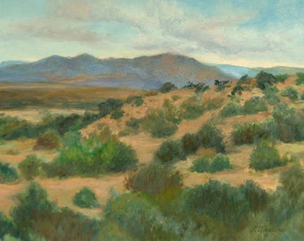 New Mexico Art Print, Ortiz Mountains Print, Southwest Art, Landscape Print, Home Decor Wall Art, New Mexico Oil Painting by P. Tarlow