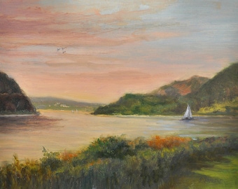 Hudson River Art Print, Cold Spring Hudson River Art, Hudson Landscape Art, Oil Landscape Print, Home Decor Wall Art, by P. Tarlow