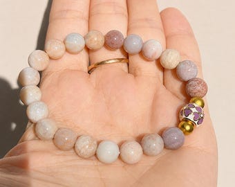 Coral Jade Armband • Rosa Herzperle • Weiches neutrales Edelstein-Armband