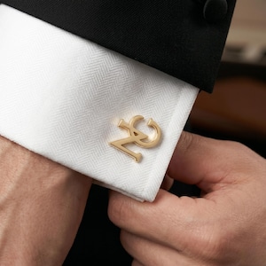 Custom Initial Cufflinks, Personalized Monogram Cufflinks for Men, Groom Wedding Day Gift, Anniversary Gift for Husband, Groomsmen Gift