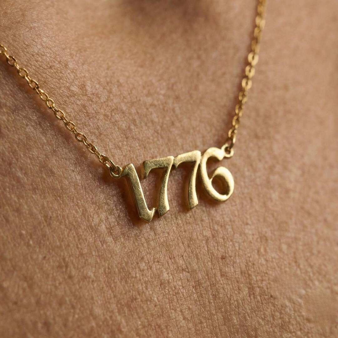 1776 Year Necklace, America 250th Anniversary Gift, Custom Date Pendant ...