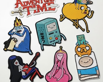 Cartoon Adventure Style Embroidered Iron-On Patch Set | Robot & Vampire Character Inspired Patch for Jackets and Bags
