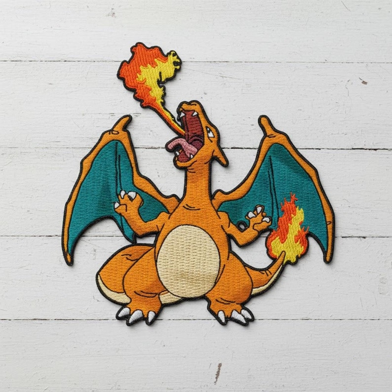 Fire Dragon Anime Embroidered Iron-on Patch | Evolution Style Fantasy ...