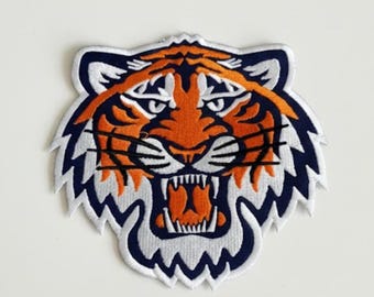 Tiger Patch - Iron On Embroidered Patches, Large Baseball Detroit Tiger Applique for Jacket