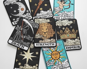 Parche termoadhesivo de moda con diseño vintage de cartas de tarot, estilo gótico, naturaleza, magia y amor, para brujas y diosas wicca.